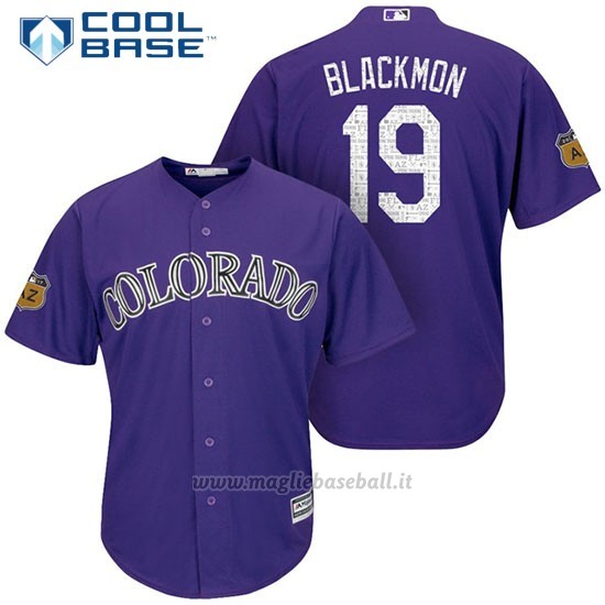 Maglia Baseball Uomo Colorado Rockies Charlie Neromon 19 Viola 2017 Allenamento Primaverile Cool Base Giocatore